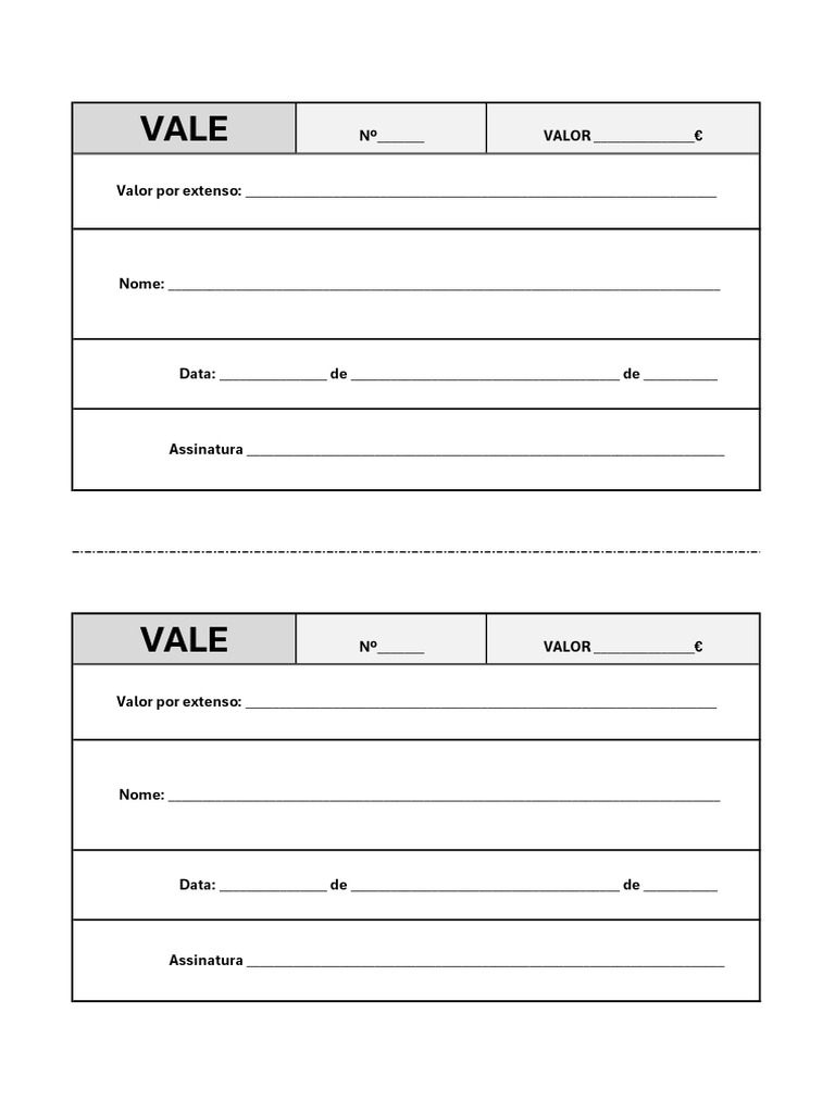 Modelo de Vale com Assinaturas | PDF