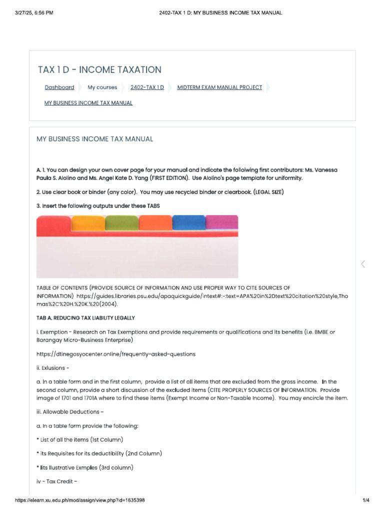 Income Tax Manual Project | PDF