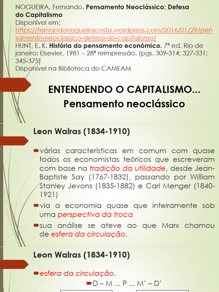 Pensamento Neoclássico e Capitalismo | PDF | Economia | Capitalismo