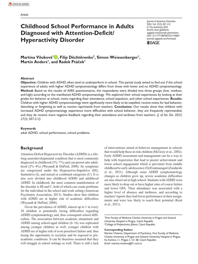 ADHD's Impact on Adult School Performance | PDF | Attention Deficit ...