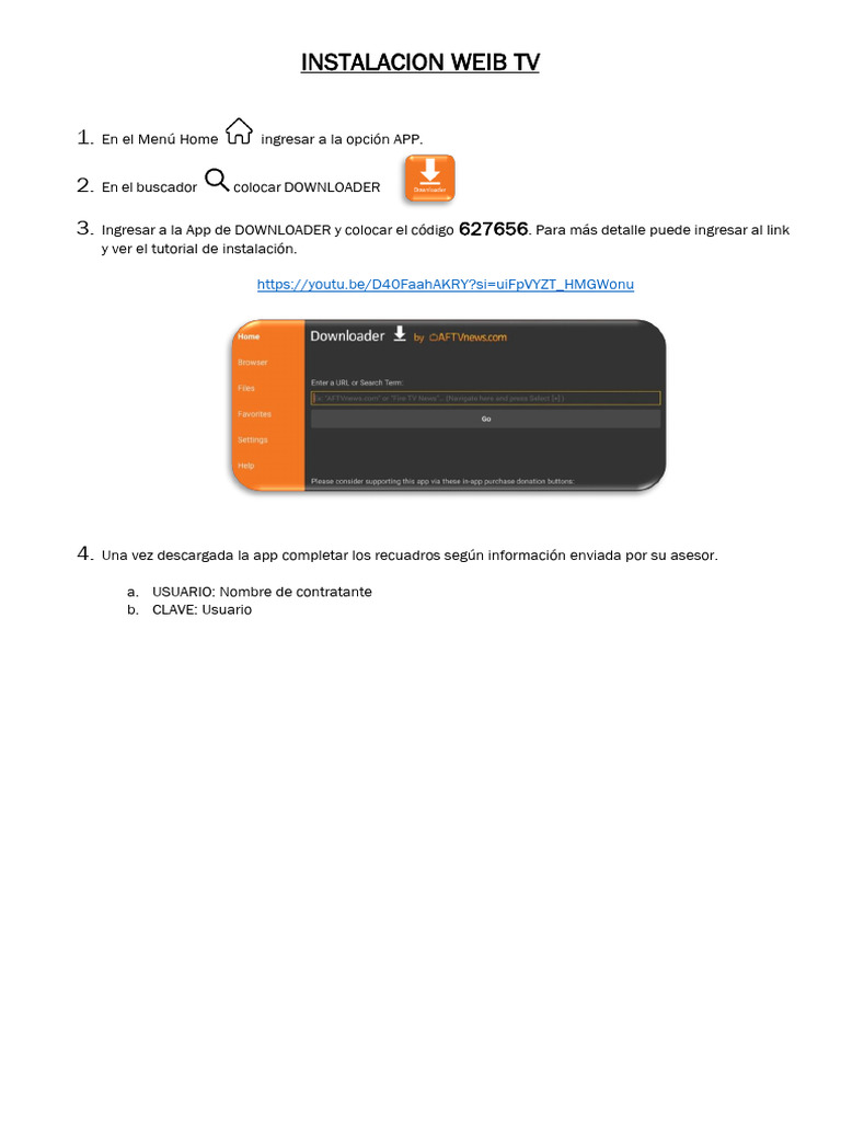 Instalación de Weib TV en Smart TV | PDF