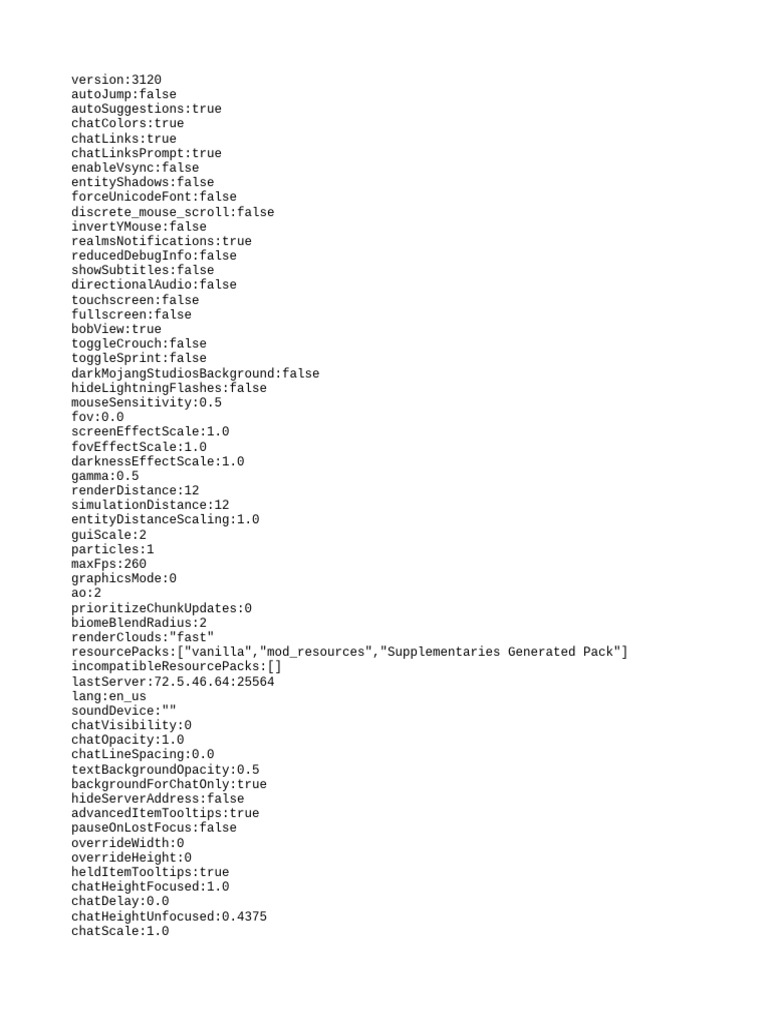 Minecraft Configuration Settings Guide | PDF