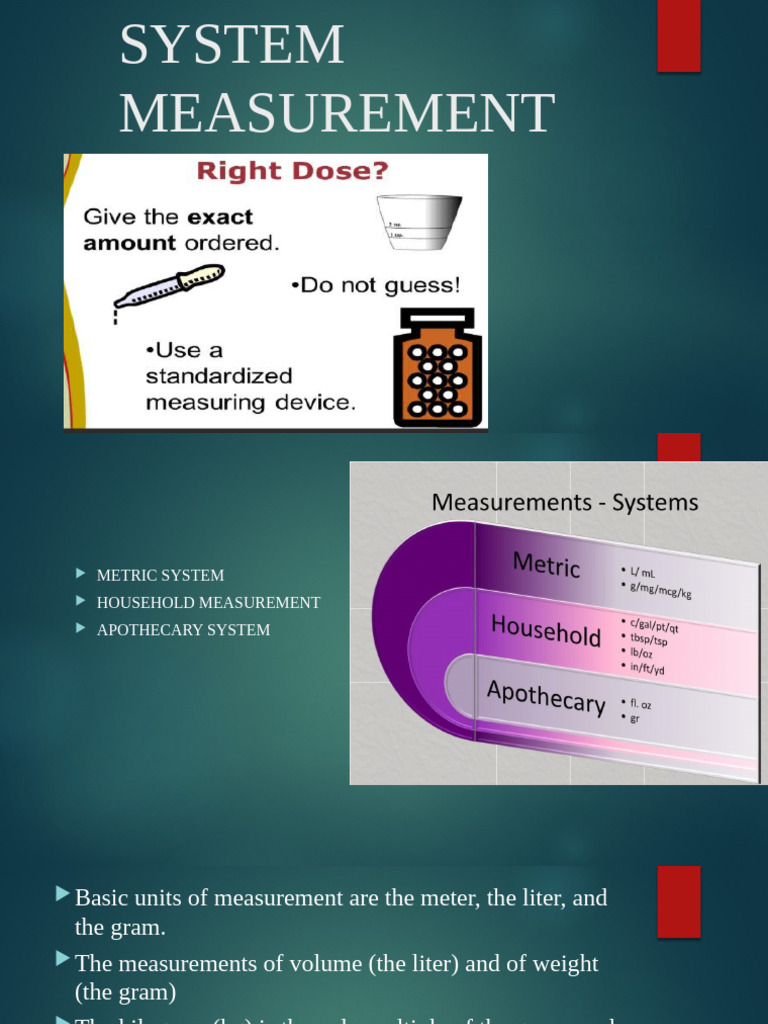 Measurement Systems and Dosage Conversions | PDF | Litre | Volume