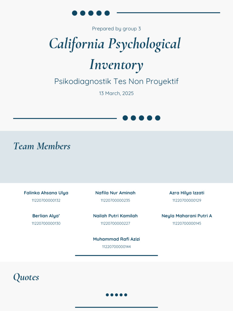 Tes California Psychological Inventory | PDF