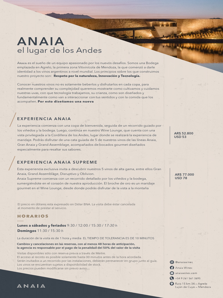 Experiencia Anaia: Vinos y Maridaje | PDF | Vino | Bebidas Fermentadas