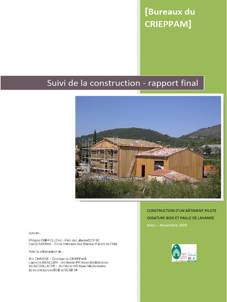 Rapport final sur la construction bois-paille | PDF | Pompe à chaleur ...
