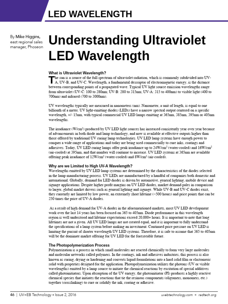Understanding UV LED Wavelengths | PDF | Ultraviolet | Light Emitting Diode