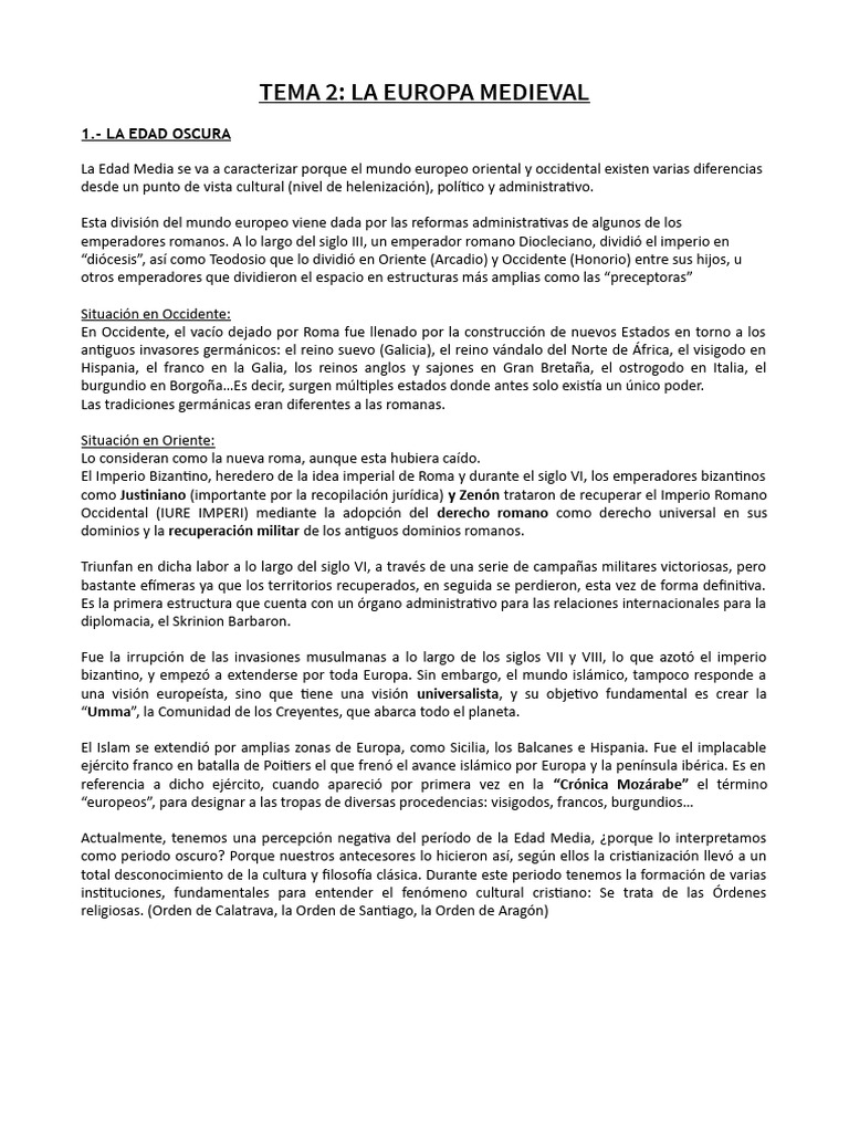 Tema 2 - EdadMedia | PDF | Santo Imperio Romano | Edades medias