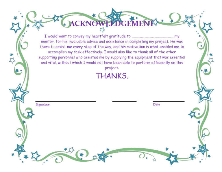 Project Acknowledgement and Thanks | PDF