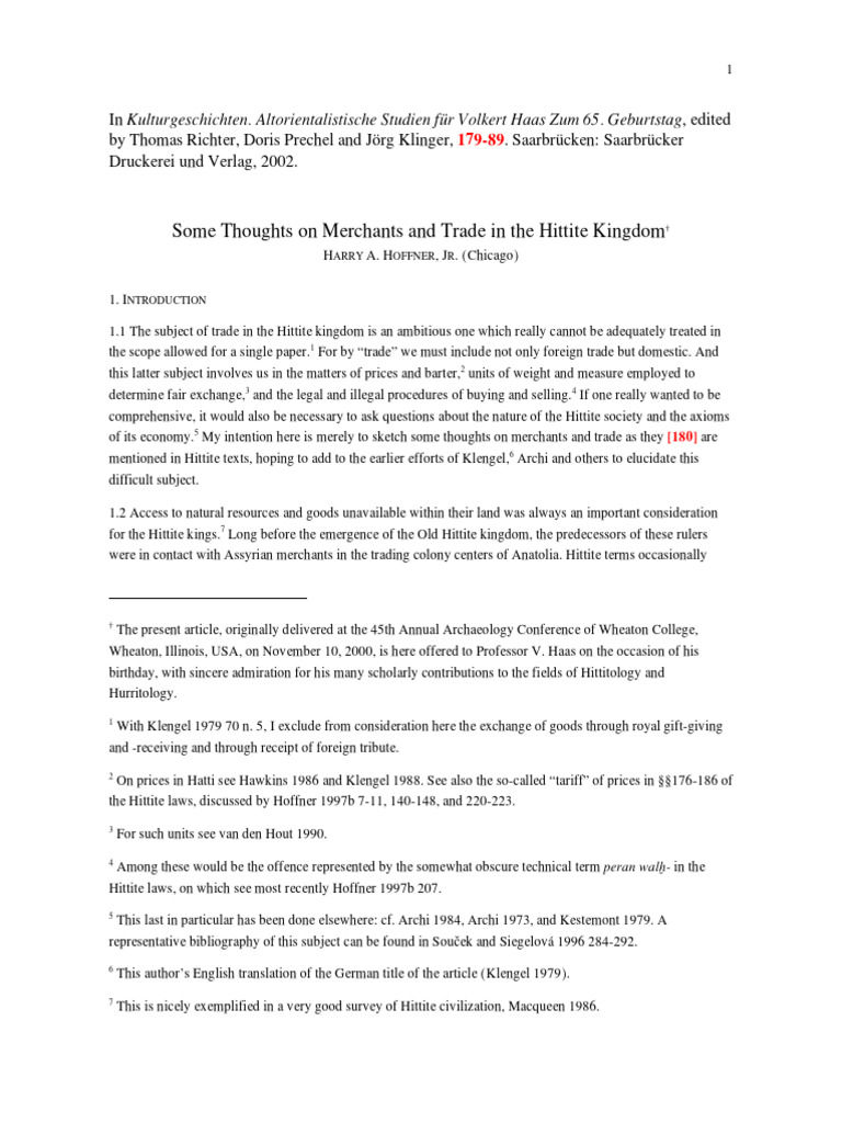 Some Thoughts On Merchants and Trade in | PDF | Hittites