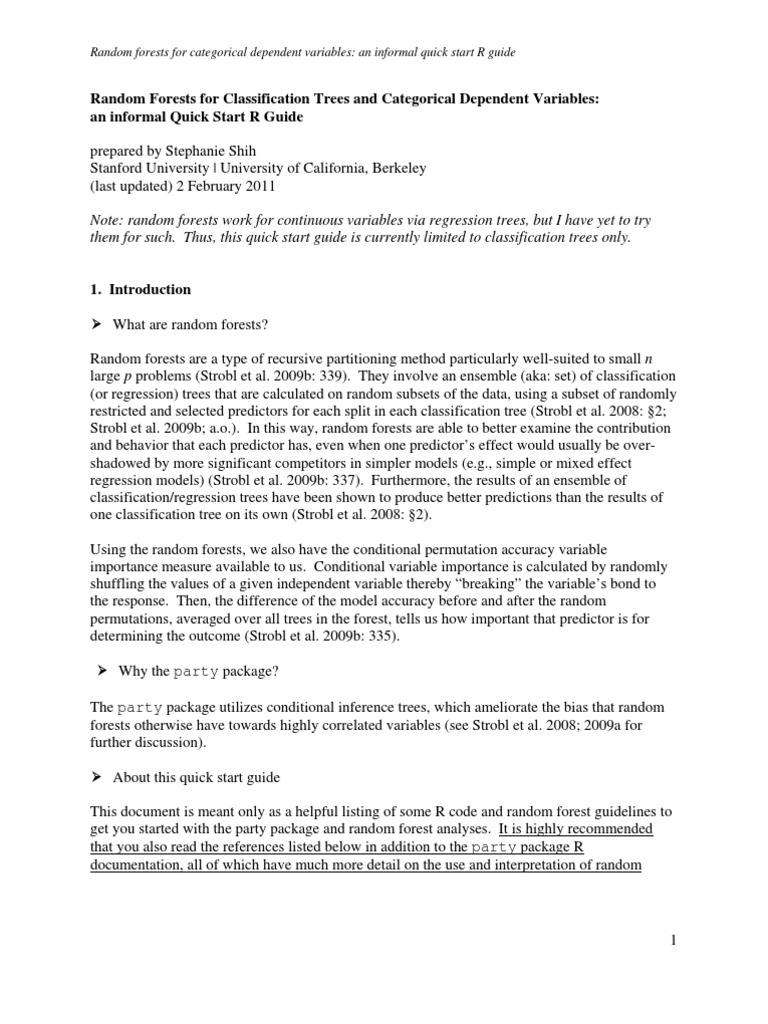 Quick Start Guide to Random Forests in R | PDF | Regression Analysis ...