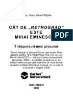 Radumihaicrisan-cat de Retrograd Este Mihai Eminescu-7 Raspunsuri Unui Procuror