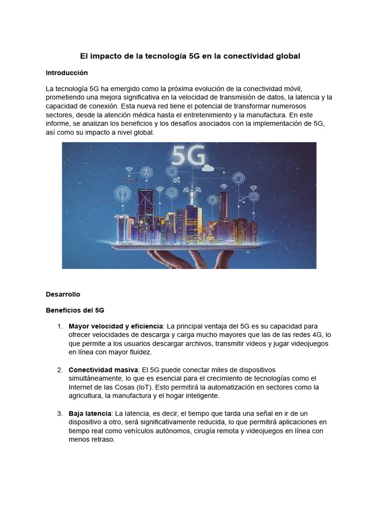 El impacto de la tecnología 5G en la conectividad global | PDF ...
