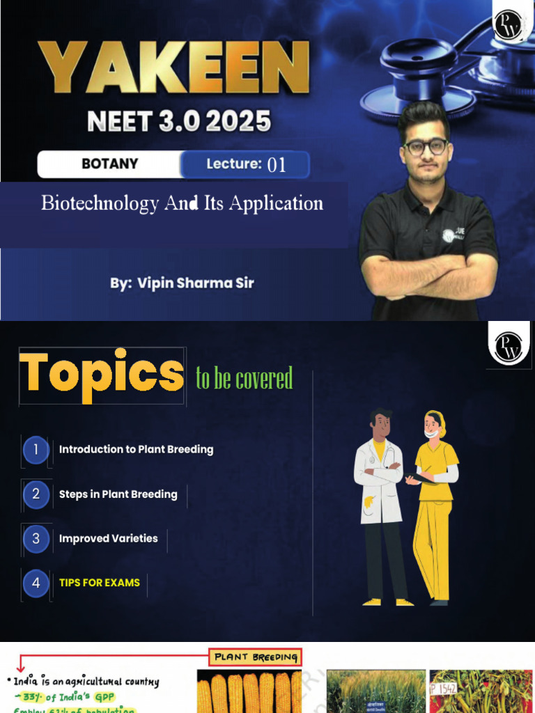 Biotechnology and Its Application 01 - Class Notes - Yakeen NEET 3.0 ...
