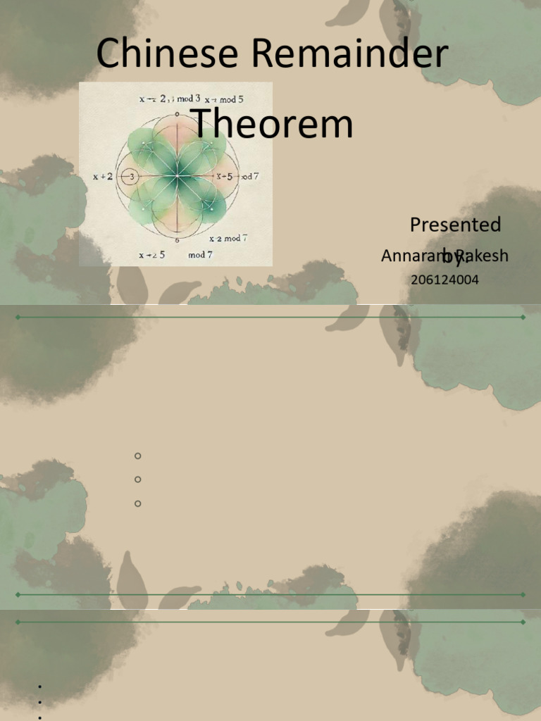 Chinese Remainder Theorem Overview | PDF | Number Theory | Algebra