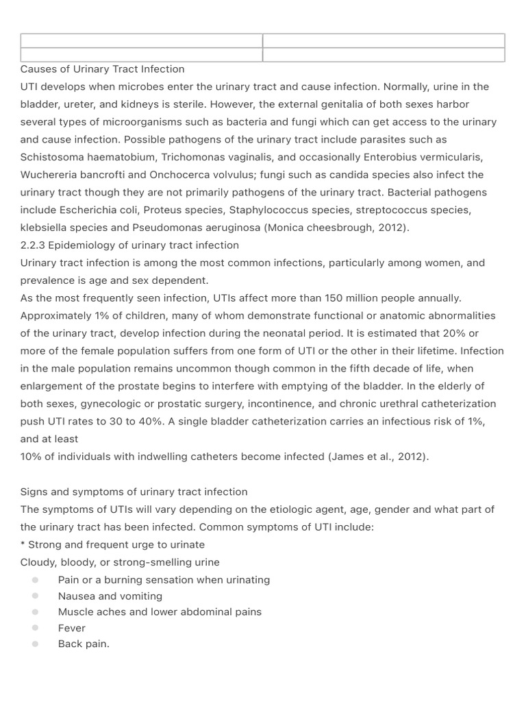 Causes and Symptoms of UTIs Explained | PDF | Urinary Tract Infection ...