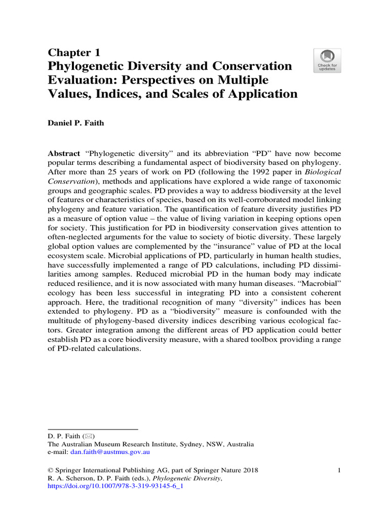 Phylogenetic Diversity in Conservation | PDF | Biodiversity | Phylogenetics