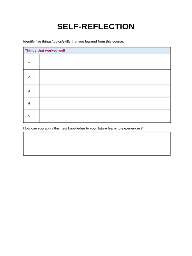 Self Reflection | PDF