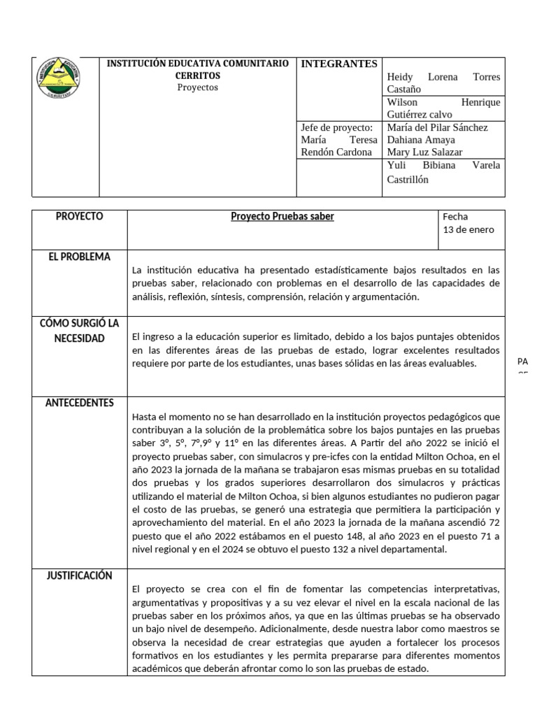 Mejora de Resultados en Pruebas Saber 2025 | PDF | Aprendizaje