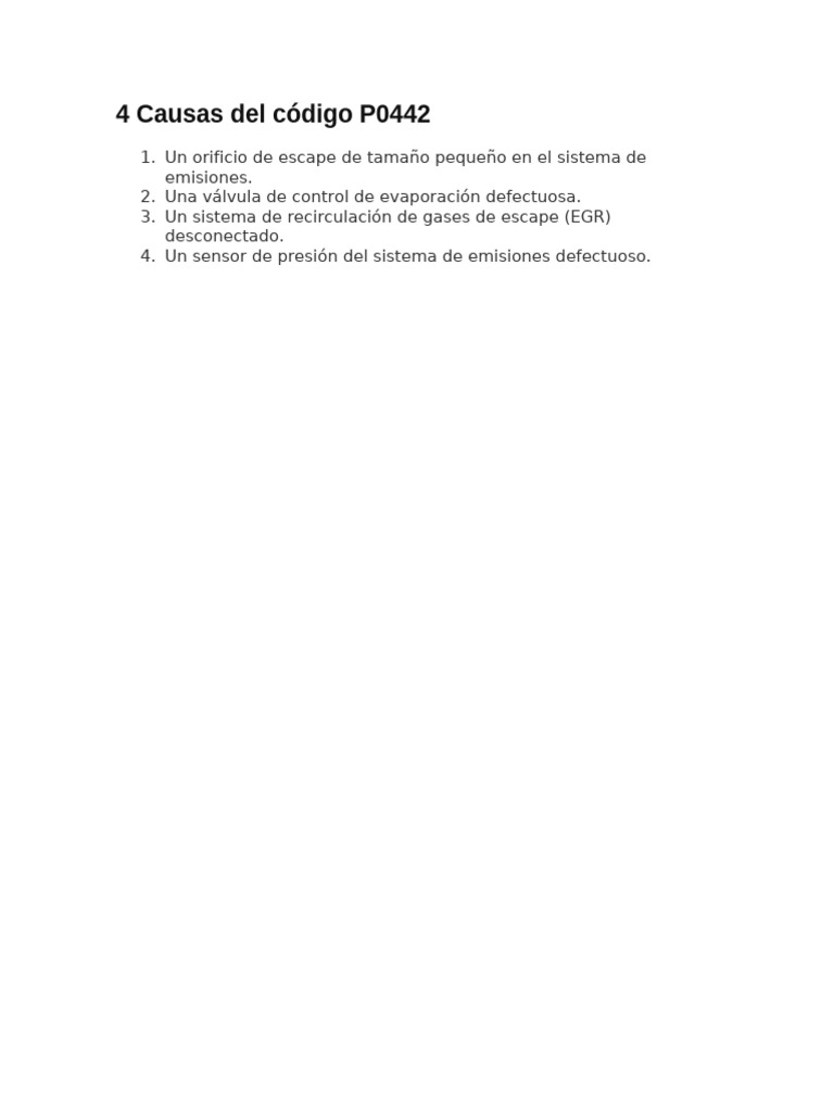 Causas del código P0442 en vehículos | PDF