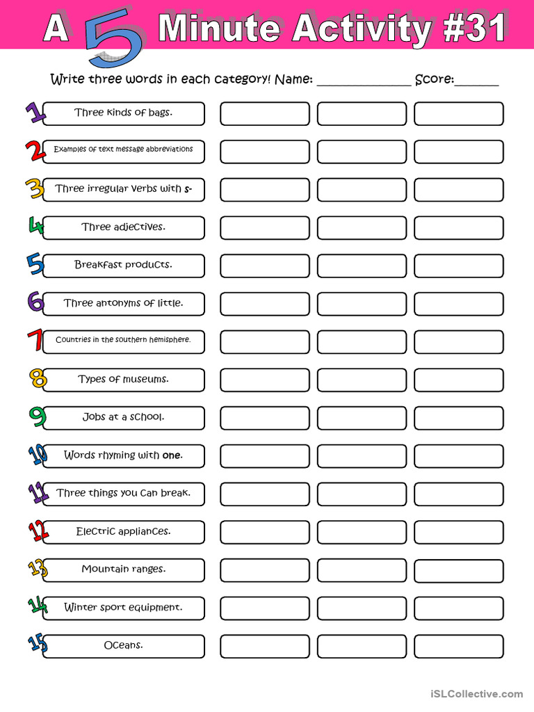 Word Categorization Exercise Template | PDF