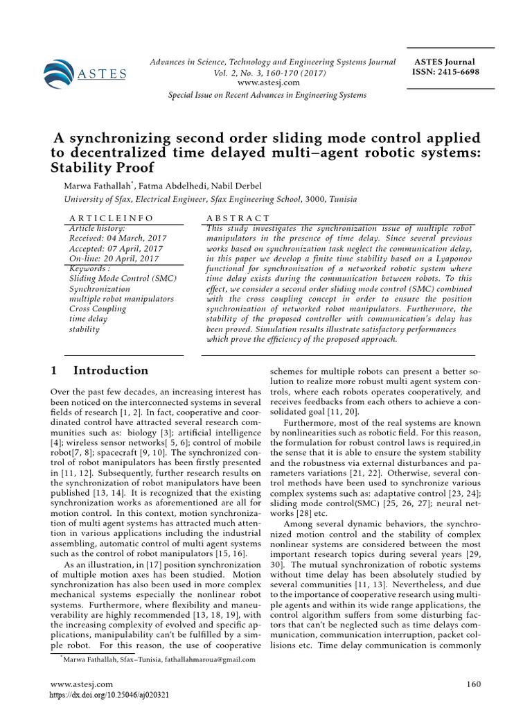 Sliding Mode Control for Robot Synchronization | PDF | Visual Cortex ...