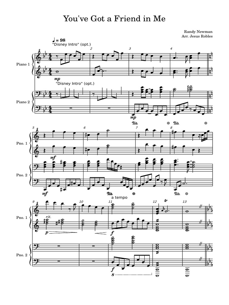 Randy Newman Piano Arrangement Guide | PDF | Pixar