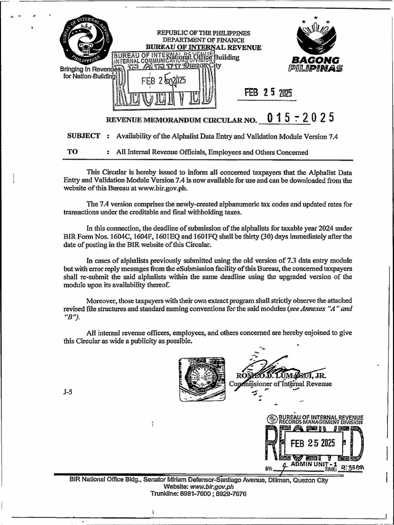 RMC No. 15 2025 | PDF