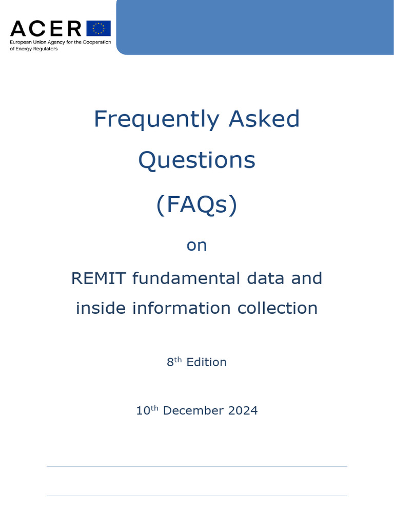 FAQs On REMIT Fundamental Data and Inside Information - V8-Clean | PDF ...