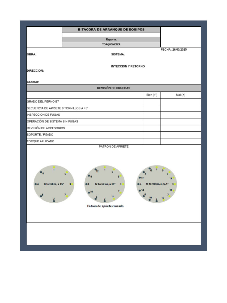 REPORTE DE TORQUEO | PDF