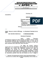 Lettre au Président CENI concernant le recours contre l’affichage des résultats électoraux