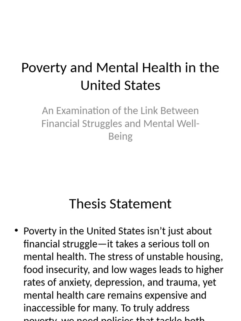 Poverty's Impact on Mental Health USA | PDF | Cost Of Living | Poverty