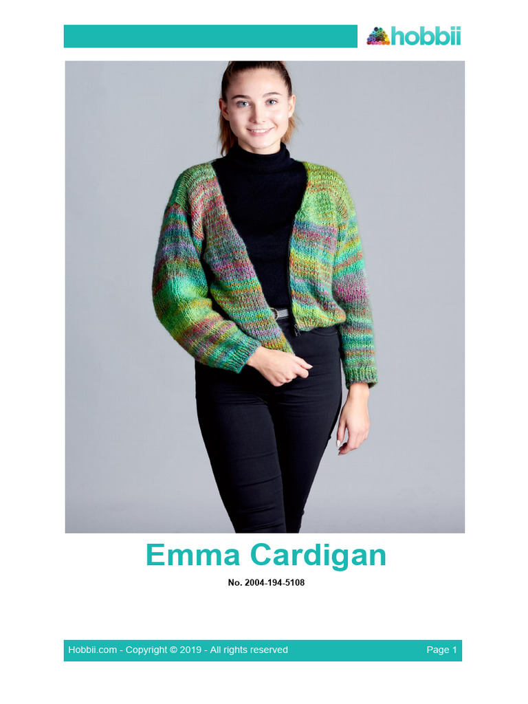 emma-cardigan-us (1) | PDF | Knitting | Knitting Needle
