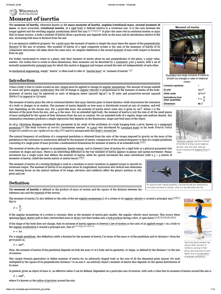 Understanding Moment of Inertia | PDF | Rotation Around A Fixed Axis ...