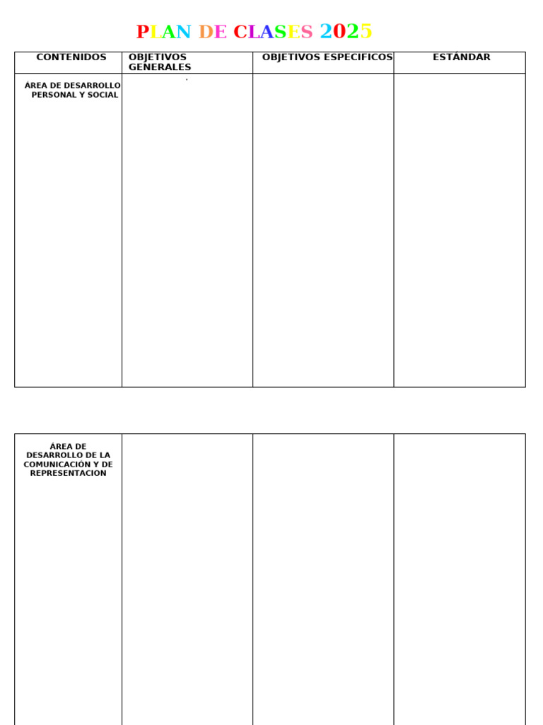Plan de Clase Semanal 2025 | PDF
