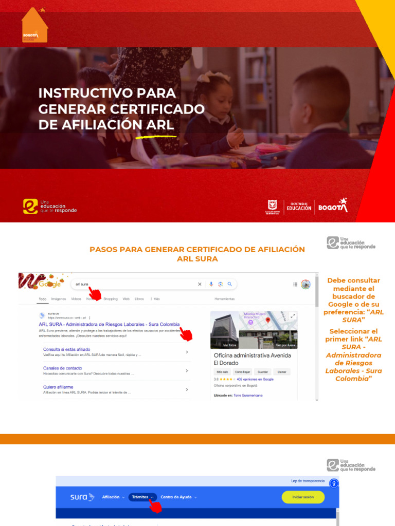 Generar Certificado de Afiliación ARL SURA | PDF