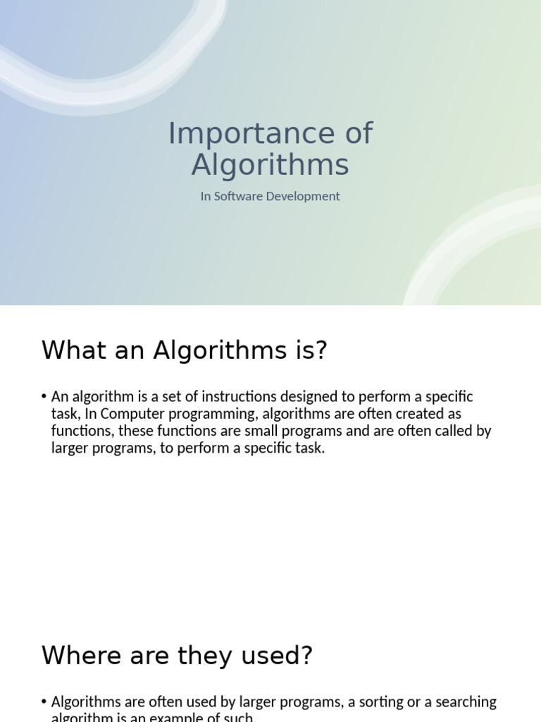 Importance of Algorithms | PDF