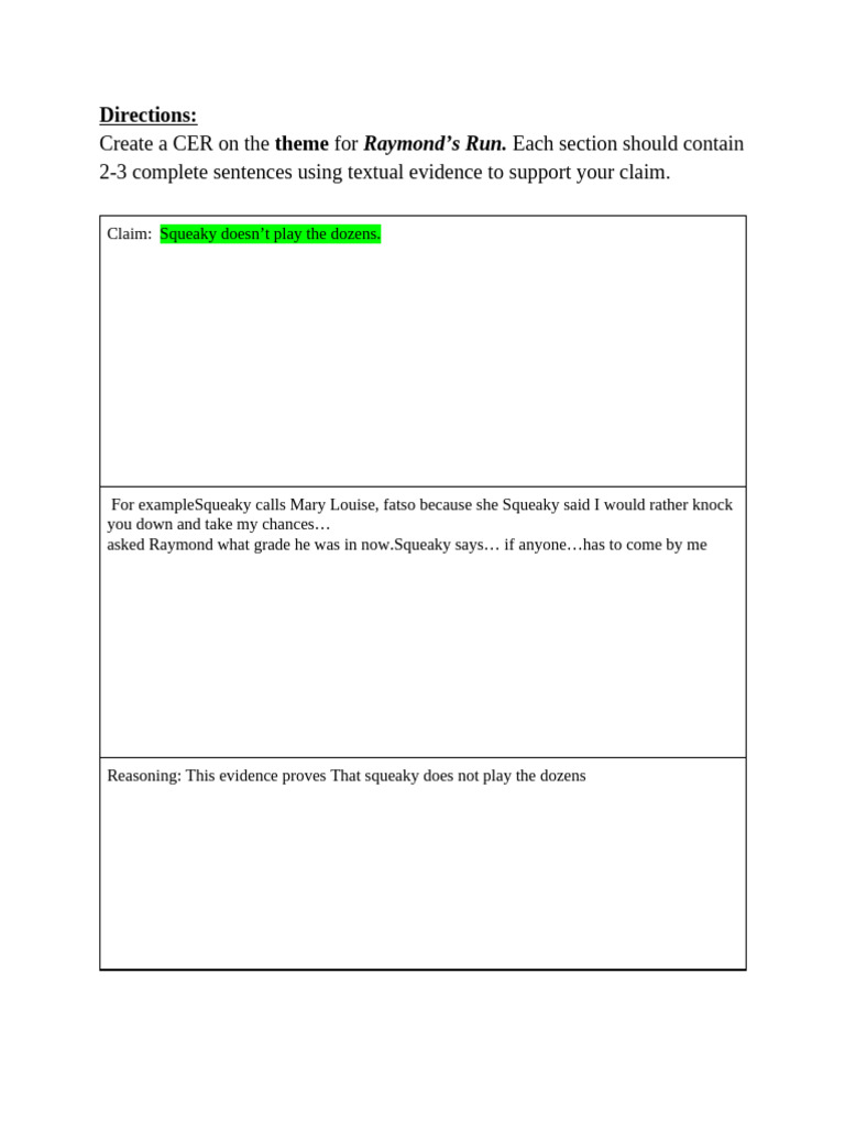 CER Analysis for 