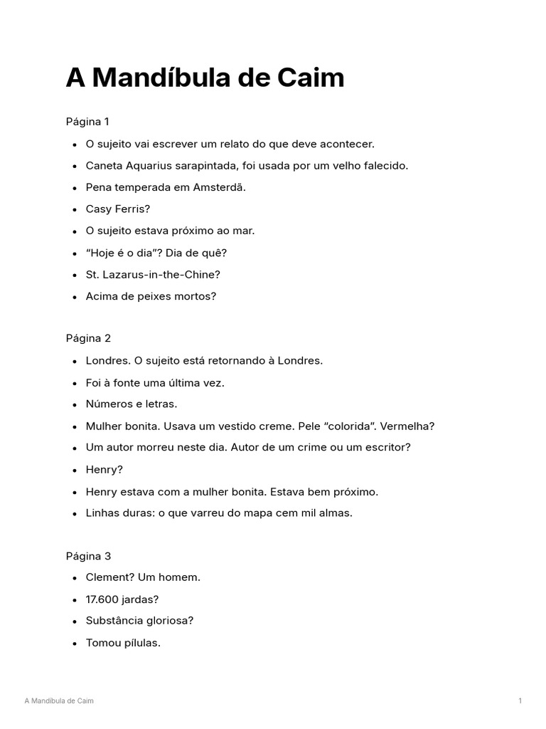A Mandíbula de Caim (Anotações) | PDF