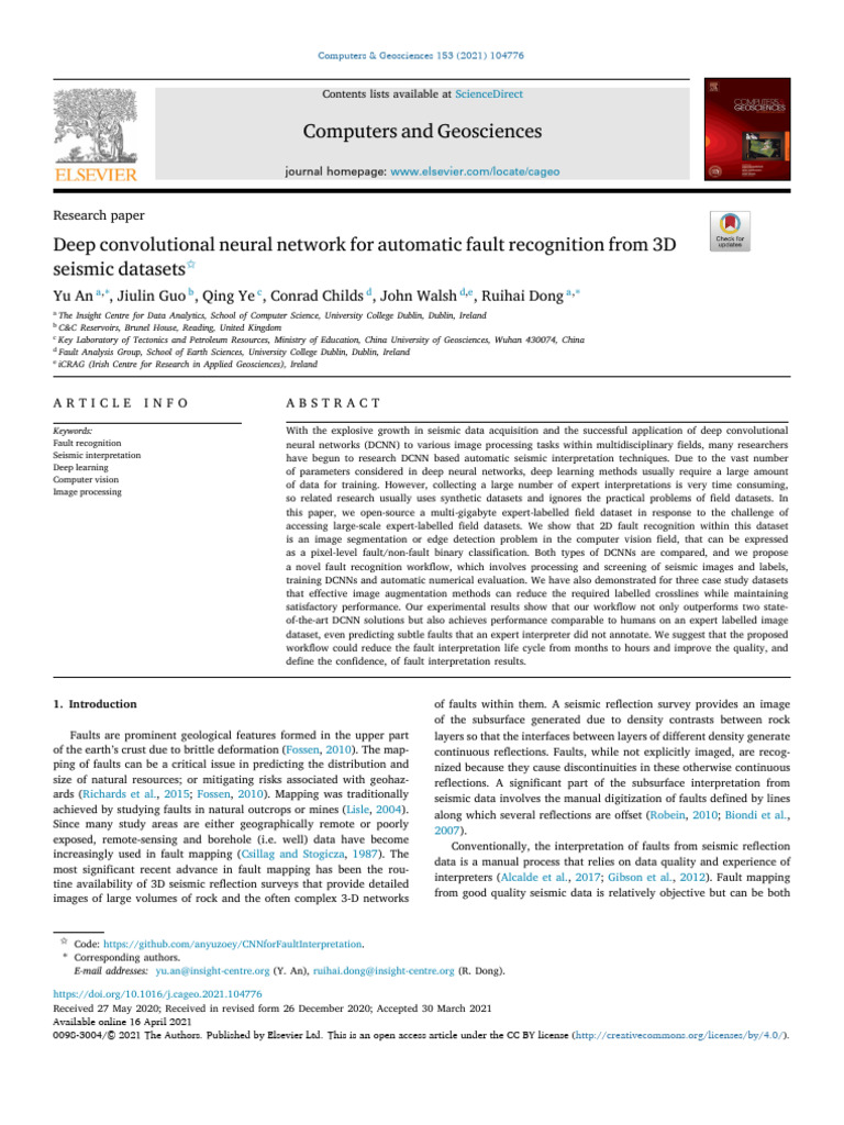 Automated Fault Recognition in Seismic Data | PDF | Deep Learning ...