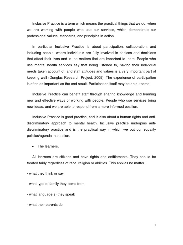 Inclusive practice essay picture