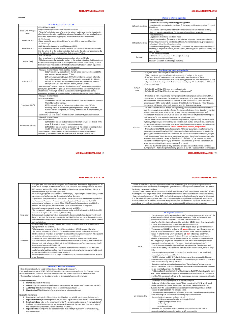 Essential Renal Lab Values Explained | PDF | Kidney | Organ (Anatomy)