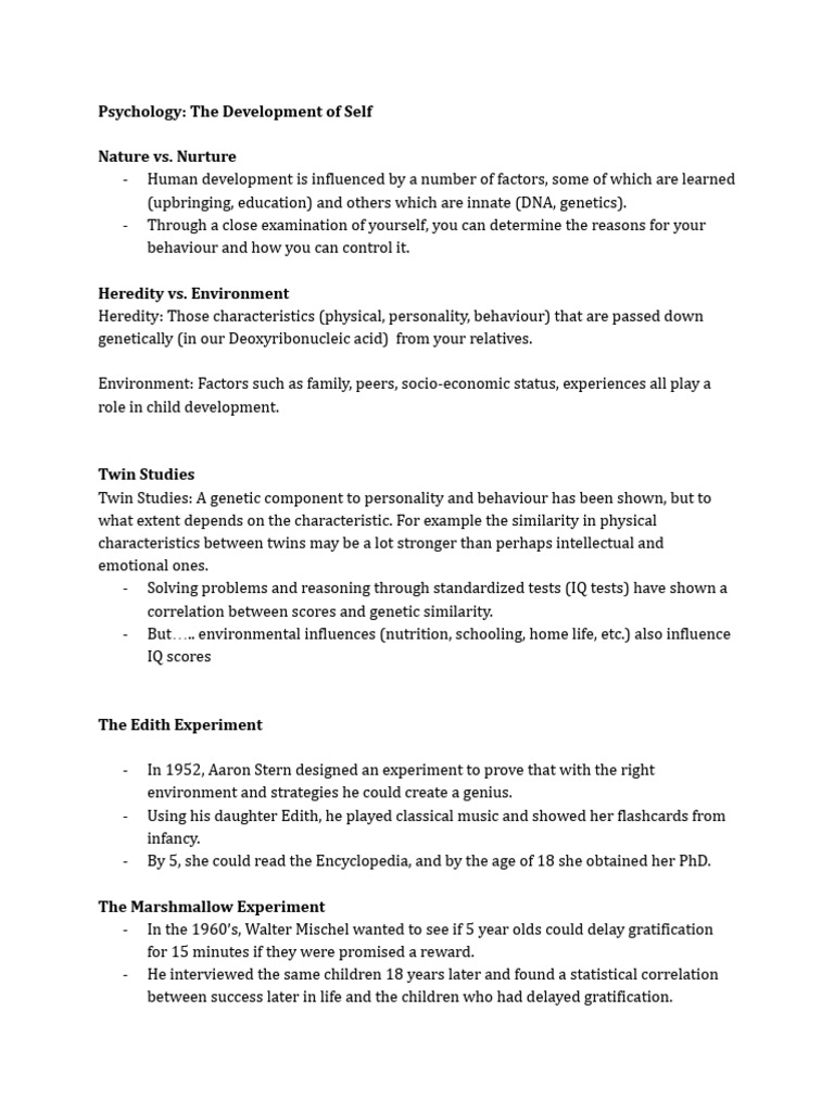 Nature Vs Nurture In Personality Development Pdf Mental Disorder