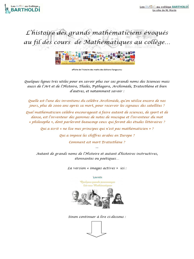 Grands mathématiciens de l'Antiquité | PDF | Algèbre | Mathématiques