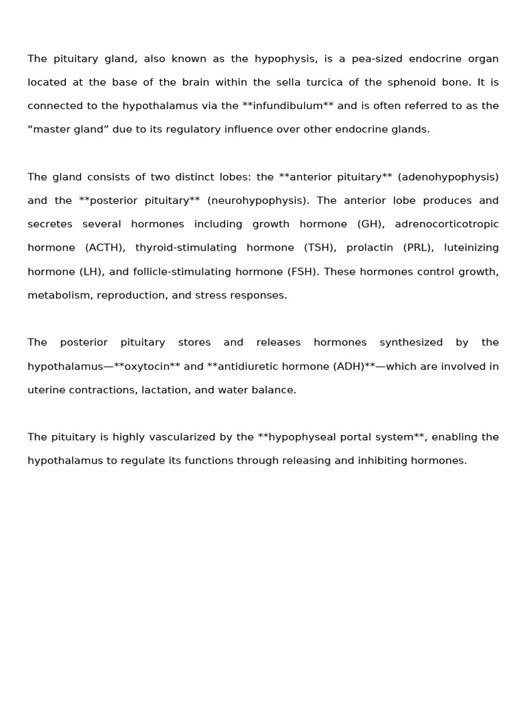 Anatomy of the Pituitary Gland | PDF