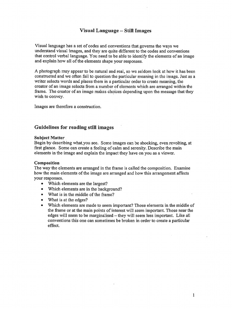 Guidelines for Visual Analysis HANDOUT | PDF