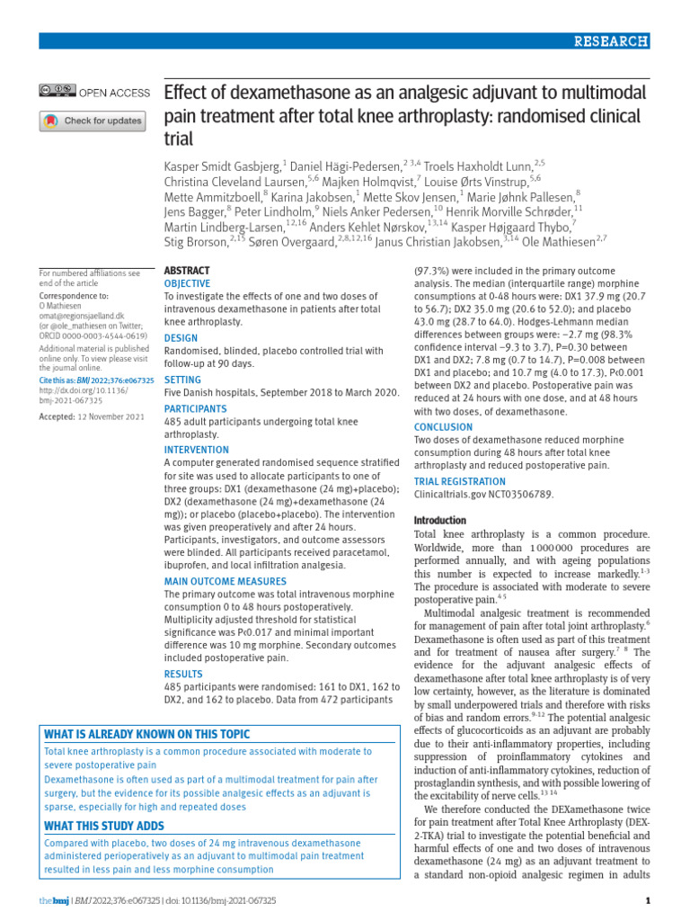 Effect of Dexamethasone As An Analgesic News11 | PDF | Opioid | Medical ...