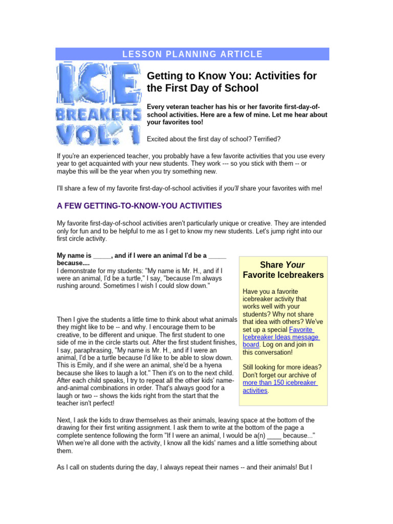 getting to know | PDF