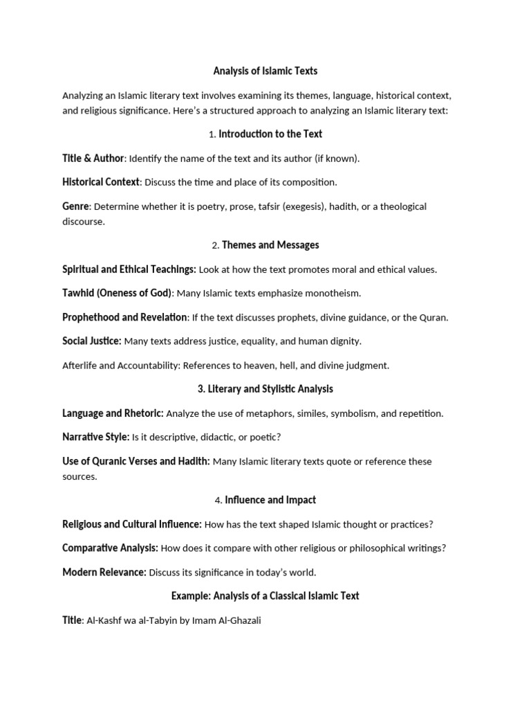Analyzing Islamic Literary Texts | PDF