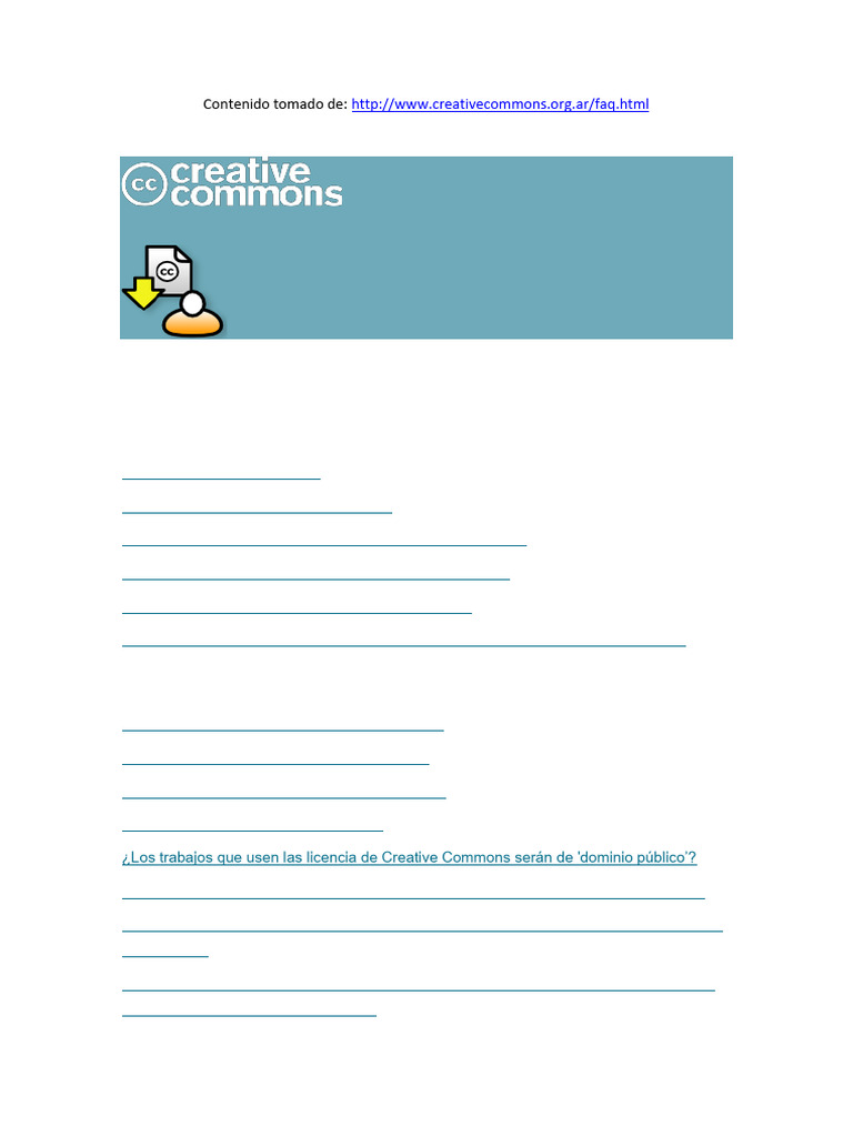 Preguntas Frecuentes sobre Creative Commons | PDF | Creative Commons ...
